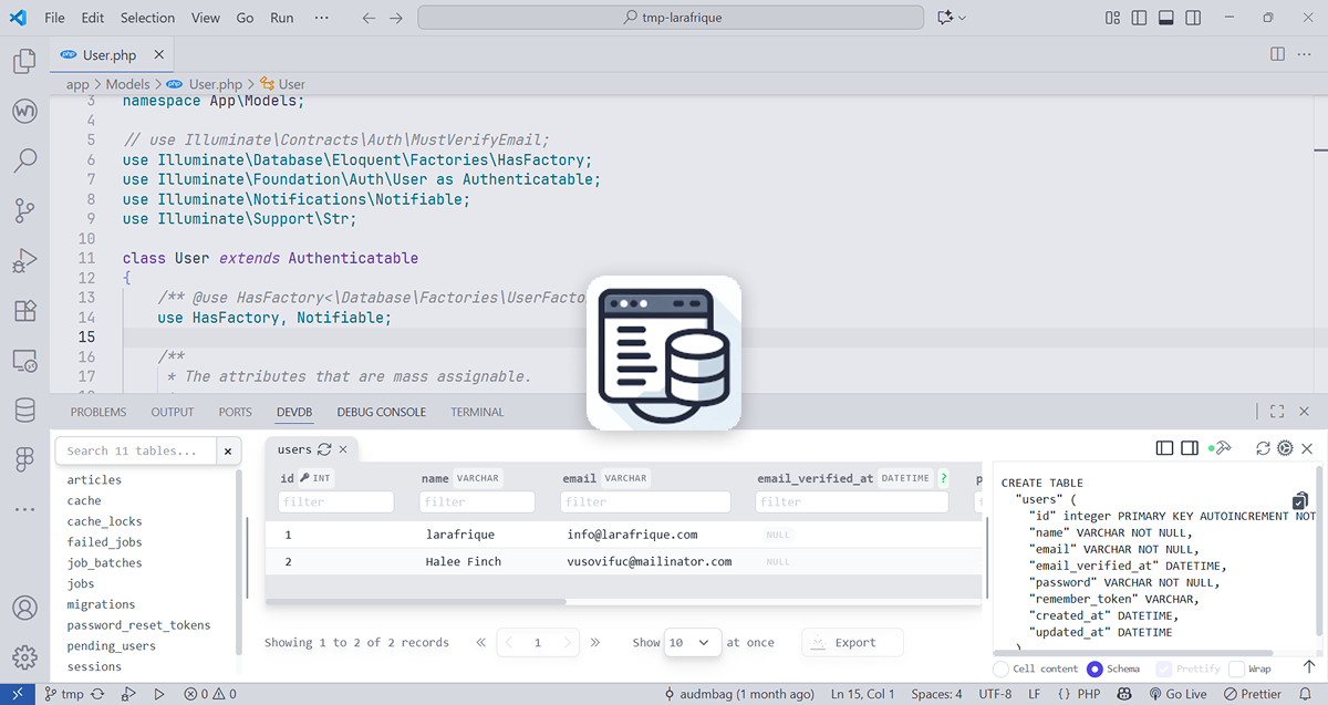 DevDB : L’extension VS Code qui connecte votre base de données sans configuration
