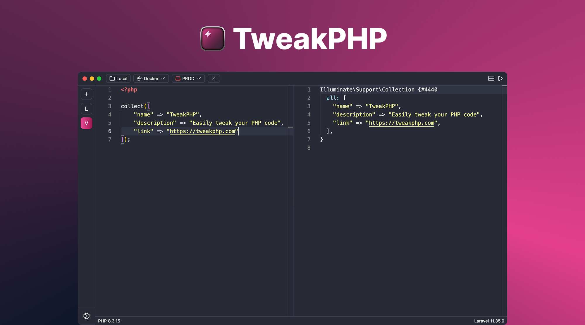 Alternative gratuite à Tinkerwell ? découvrez TweakPHP
